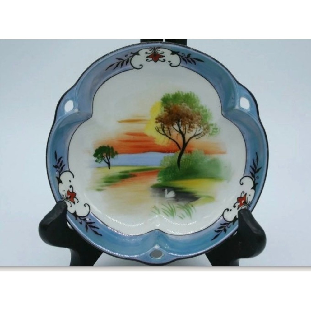 Vintage Noritake Blue Luster Hand-Painted Dish  Japan Small Dish Candy Trinket
